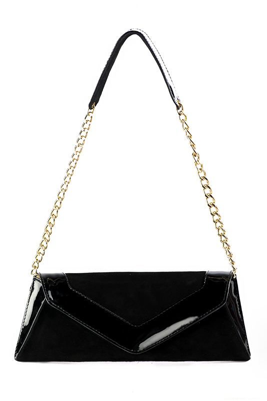 Matt black women's dress clutch, for weddings, ceremonies, cocktails and parties. Top view - Florence KOOIJMAN